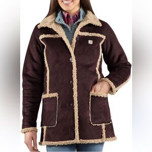 Carhartt Faux Suede Sherpa Lined Boulder Parker Coat Jacket